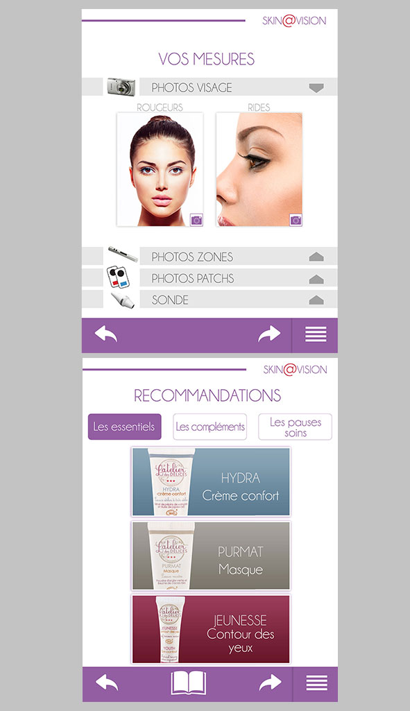 Design d'interface utilisateur de l'appareil de diagnostique peau Skin@Vision