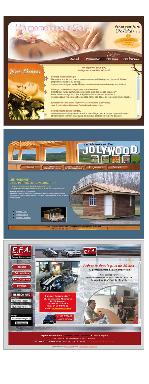 Divers Webdesign réalisés dans les années 2000