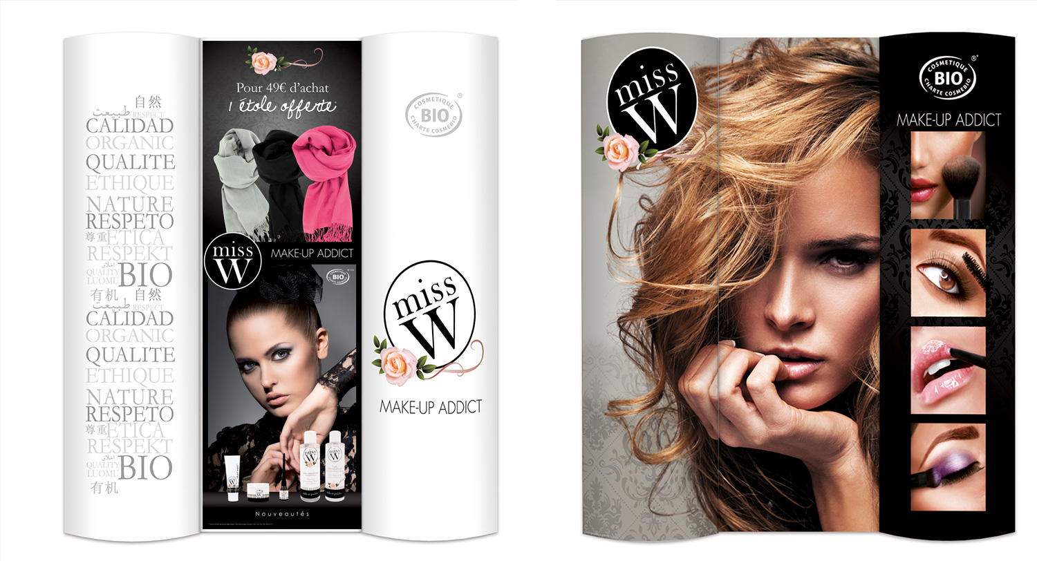 Totem triptyque communication point de vente miss W